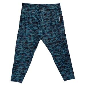 Tahari Sport Blue Camouflage Stretch Crop Pants Athleisure Plus Size 3X NWT! $92